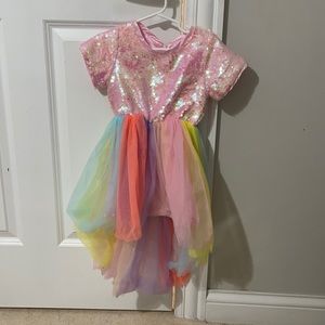 Toddler’s Pastel Rainbow tulle & sequin Designer party dress - size 4